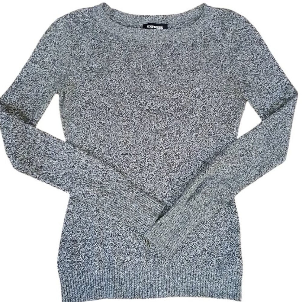 EXPRESS Black/Gray Slim Fit Crew Neck Sweater - Like New - Picture 1 of 10